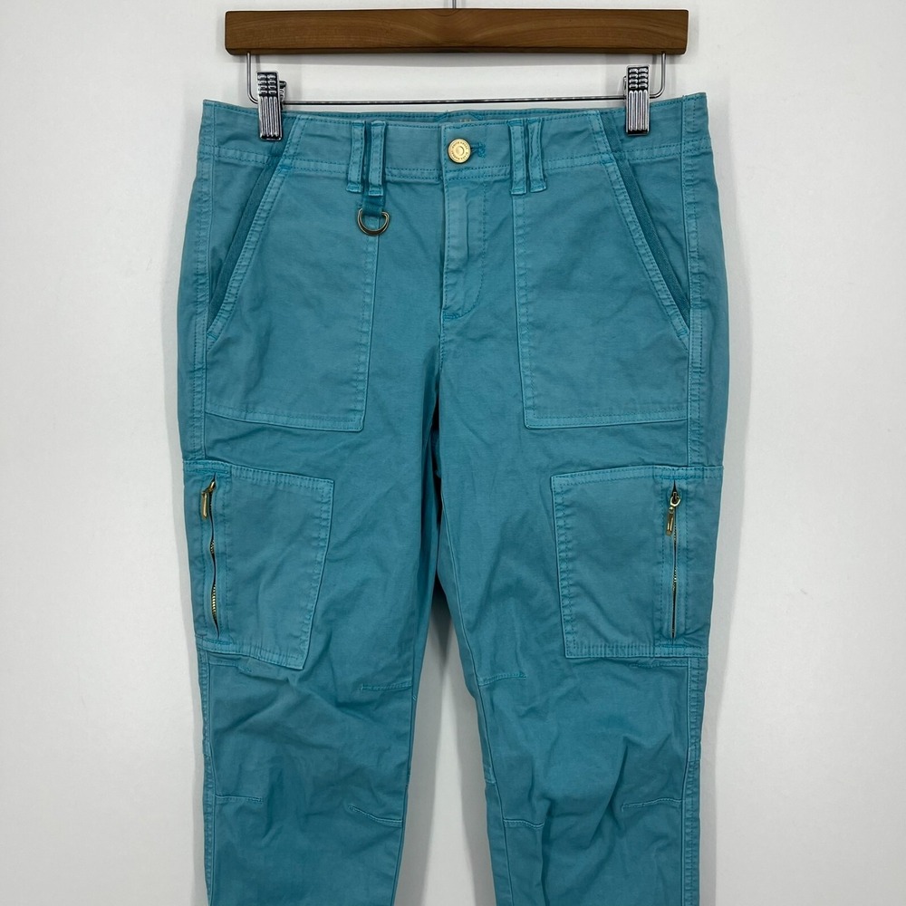 White House Black Market Cargo Pants Women's Size 2 Blue Slim Crop Tactical - Picture 2 of 12